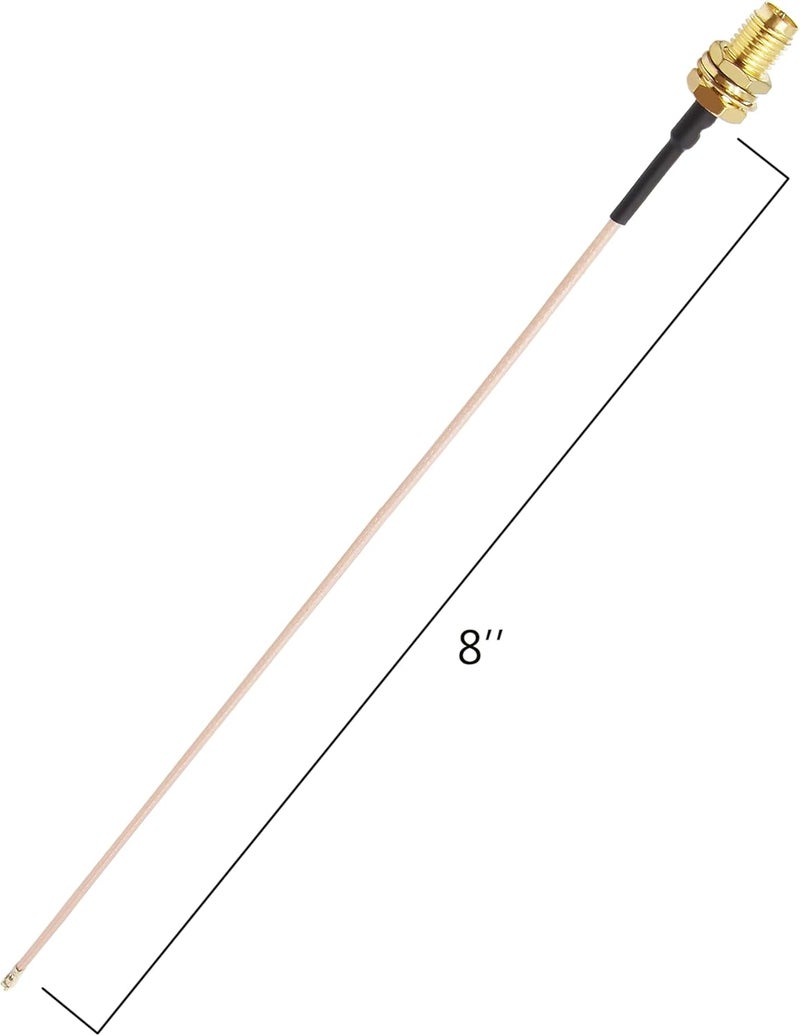 Rydocyee IPEX UFL to RP-SMA Female Bulkhead 8 Inches RG178 WiFi Pigtail Coaxial Cable Connecting SMA Antenna to 4G 5G Router, Modem, MiFi Hotspot, Mini PCIE Wireless Card, WiFi Motherboard - 2 Pack - Image 2